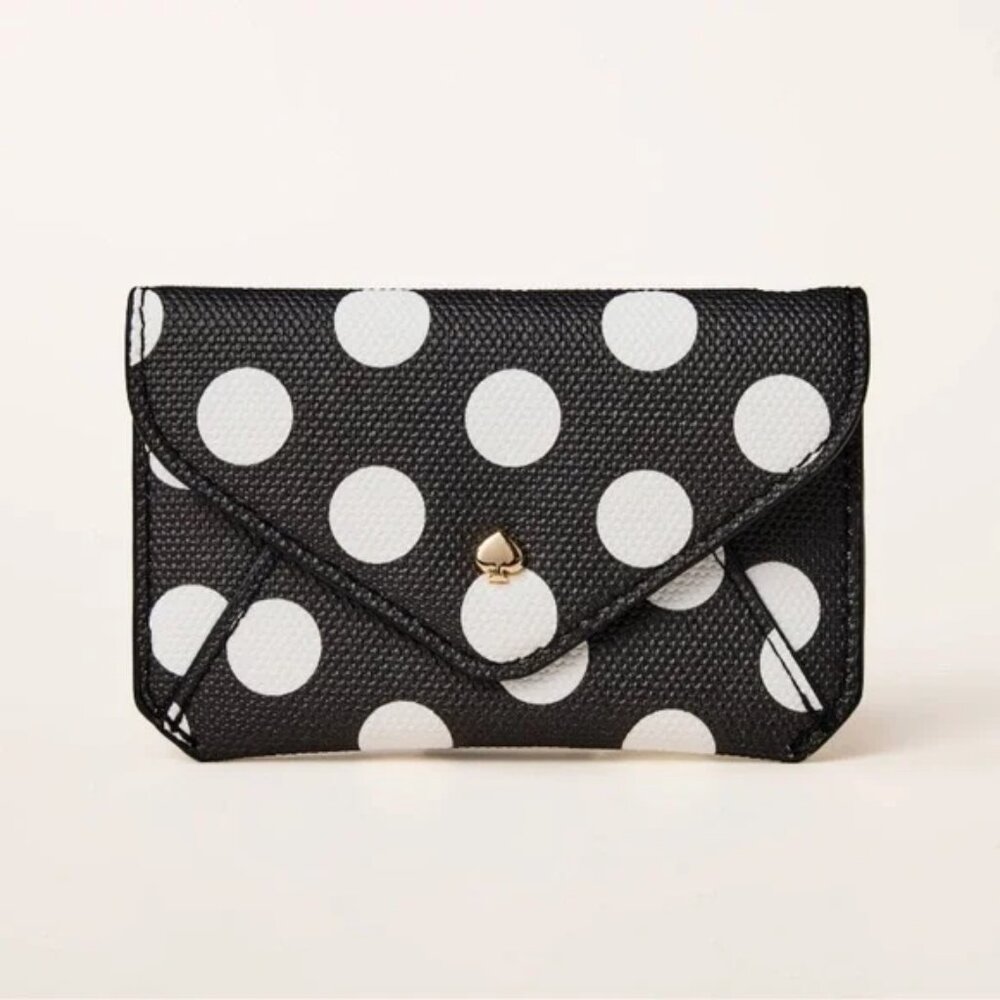 Kate Spade x Target black and white polka dot card case NWT
